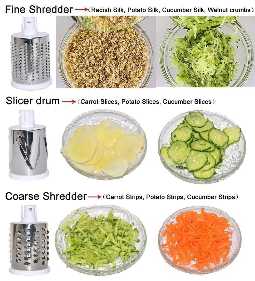 Vegetable Grater & Slicer 4 in 1 Rotary Drum